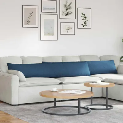 Image de vidaXL Coussins pour canapé, lot de 2, tissu bleu, 200 x 40 cm