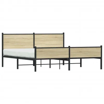 Produktbild von vidaXL Metallbett ohne Matratze Sonoma-Eiche 180x200 cm