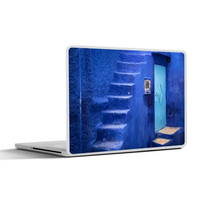 Produktbild von MuchoWow® Laptop Aufkleber Sticker Cover Architektur - Blau - Treppe - Tür 36.5x27.5 cm - Laptop-Sticker