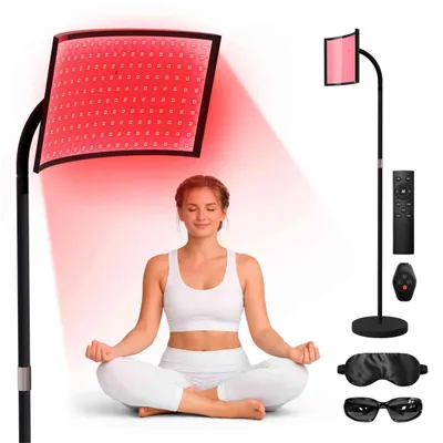 Produktbild von Vulpes Goods Rotlichtlampe mit Ständer für Haut, Muskeln & Gelenke - Infrarottherapie - Hautverjüngungsgerät und Entspannung - 660 + 850 nm - Time