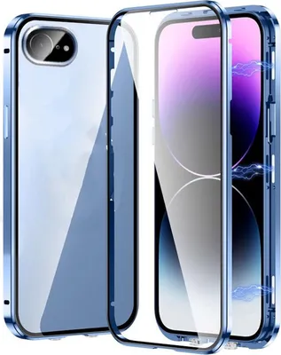 Image de Coque de téléphone portable pour Apple iPhone 17e / 16e : étui 360°, aimanté, en verre, avec bordure métallique