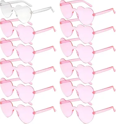 Produktbild von Packung mit 12 Herz-Partybrillen, Herz-Sonnenbrillen, Partybrillen, randlosen Herzbrillen, für Kostümpartys, Foto-Requisiten, Geburtstagsfeiern für Kinder und Erwachsene.
