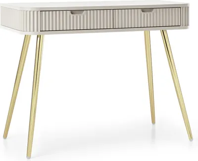 Produktbild von Schminktisch 103X80X49 Cm Zova T-103 Cm Mit 2 Schubladen Kaschmir/Goldene Beine