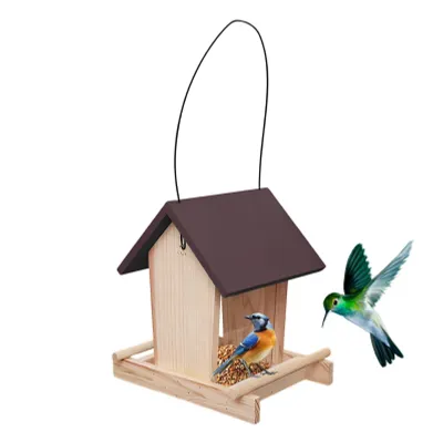 Productafbeelding van Houten Vogelvoederhuisje met Zitstok voor Buiten
