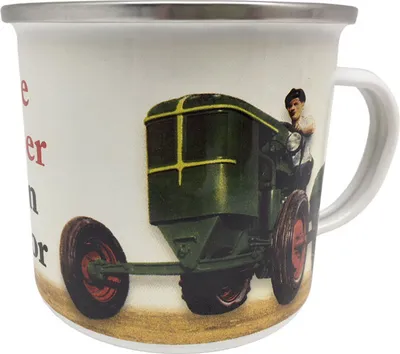 Produktbild von Kaffeebecher Emaille Becher, Männer Traktor, Blechbecher, Blechtasse Tasse