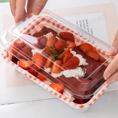 Image de Lot de 25 boîtes en plastique pour gâteaux avec couvercles transparents, couleur rose