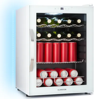 Image de Klarstein Coachella 60 Frigo à Boissons - 60L, WiFi, Éclairage LED 7 Couleurs, Porte en Verre, Température 3-18°C, 3 Étagères Métal, Design Énergétique Efficace, Blanc