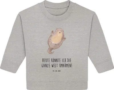 Produktbild von Mr. & Mrs. Panda Organic Baby Pullover Otter Umarmen 12. - 18. Monat - Heather Grey - Geschenk, Optimistisch, Seeotter See, Hallo, gut Gelaunt, glücklich, Bullover