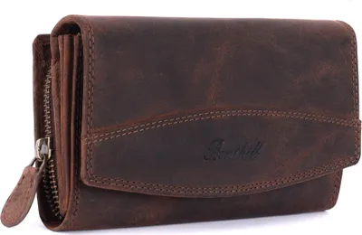 Produktbild von Benthill Damen Geldbörse Leder XXL - Großes Portemonnaie mit RFID Schutz - Echtleder Vintage Damenbörse inkl. Geschenkbox