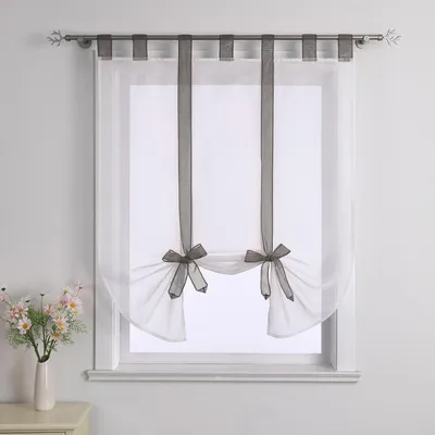 Produktbild von Joyswahl Raffrollo Voile Raffgardinen mit Schlaufen Modern Schlaufenrollo mit Band halbtransparent Grau BxH 100x140cm