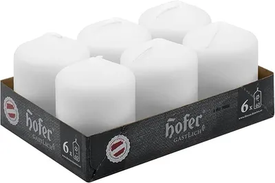 Immagine prodotto di HOFER Candele a colonna bianche Set di 6 - 60x80 mm - Senza profumo - 25 ore di combustione - Senza gocce e senza fumo