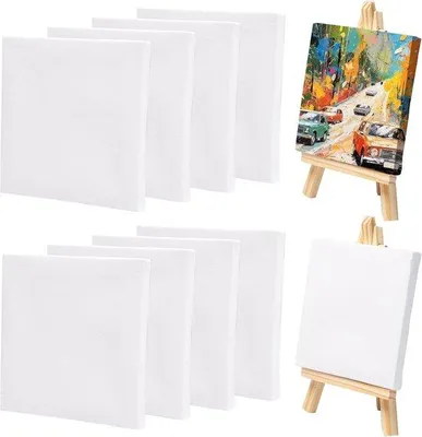 Image de Kit artistique en bois - 8 pièces - 10 x 10 cm - Peinture créative