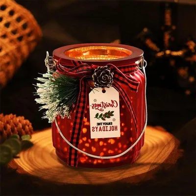 Obrázek produktu pro Skleněný svícen s jmenovkou na Vánoce
