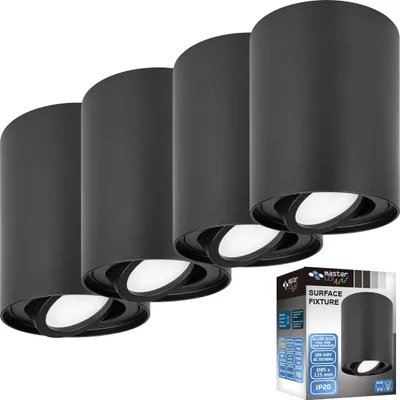 Produktbild von MasterLED Aufbaustrahler GU10 LED Deckenstrahler 4er Set schwenkbar Ø85mm Aluminium Schwarz Innenbereich
