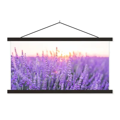 Produktbild von MuchoWow® Textilposter Lavendel - Nahaufnahme - Lila - Blumen 120x60 cm mit schwarzem Rahmen - Dekoration Schlafzimmer