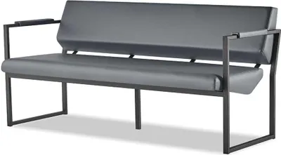 Zdjęcie produktu dla Zestaw sof czarna nowoczesna skórzana sofa zestaw 3-osobowy fotel stal nierdzewna