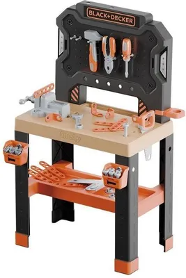 Produktbild von Werkbank Bricolo Black+Decker, Spielzeugwerkbank, 78 Zubehörteile, 7 Werkzeuge, Recyceltes Material, 3 Jahre +