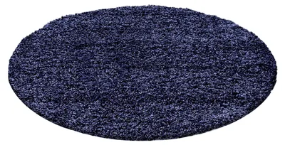 Image de Tapis pour salon, à poils longs, bleu marine, 200x200 cm, rond, unie