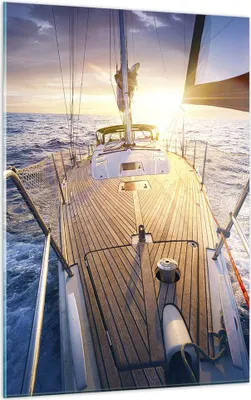 Produktbild von Bilder auf glas - Einteilig - Segelboot Meer - 50x70cm - Glasbilder - Wandbilder - Bilder - zum Aufhängen bereit - Wanddekoration aus Glas - Glas Bilder - Wandbild auf Glas - GPA50x70-4076