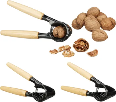 Produktbild von relaxdays Louskáček na ořechy s dřevěnou rukojetí sada 3 kusů