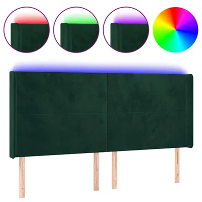 Produktbild von vidaXL LED Kopfteil Dunkelgrün 203x16x118/128 cm Samt