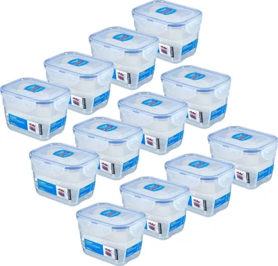 Zdjęcie produktu dla Pojemniki do przechowywania LocknLock 12x SET HPL312 - Pojemniki do przechowywania żywności 800 ml - Wymiary (dł. x szer. x wys.): 145 x 110 x 94 mm - Nadaje się do zamrażania i podgrzewania w kuchence mikrofalowej - Pojemniki z blokadą i zamknięciem Pojemniki na żywność do przygotowywania posiłków
