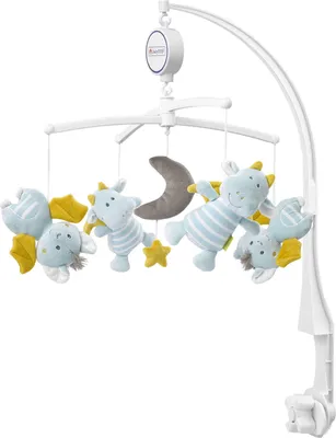 Produktbild von Fehn 065084 Musik-Mobile Little Castle – Spieluhr-Mobile mit zauberhaften Schlosswesen – Melodie "Mozarts Wiegenlied"– Für Babys von 0-5 Monaten – Höhe: 65 cm, ø 40 cm