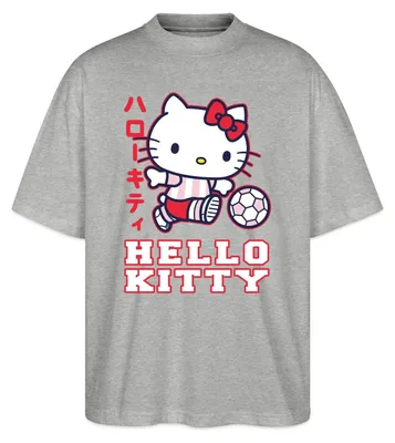 Produktbild von Spreadshirt Hello Kitty Spielt Fussball Sport Oversize Uni T-Shirt, M, Grau meliert