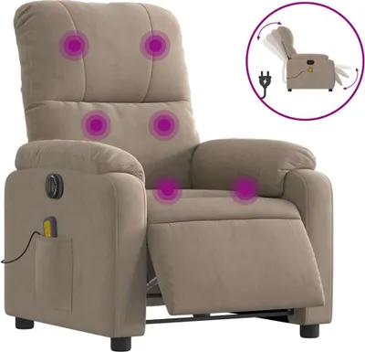 Produktbild von vidaXL Massagesessel Elektrisch Taupe Mikrofasergewebe