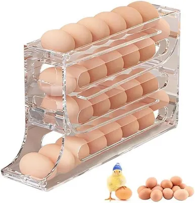 Eierdispenser mit Rollfunktion, 4 Ebenen, 30 Eier, stapelbar, BPA-frei