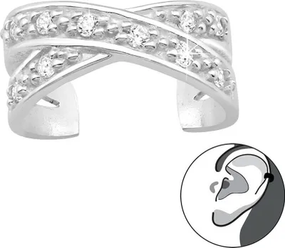 Produktbild von Ohrklemme „Zirkonia“ Silber 925: Ear Cuff Ohrring ohne Loch tragbar