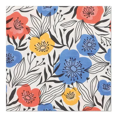 Produktbild von Servietten, 3-lagig 1/4-Falz 33 cm x 33 cm "Flowerfield"