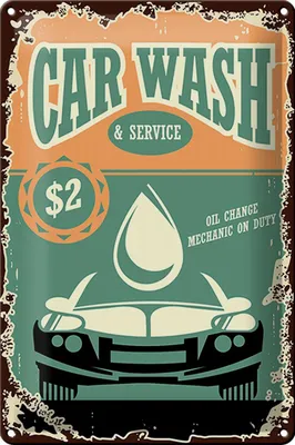 Produktbild von Blechschild Retro 20x30cm Car Wash Service mechanic on duty