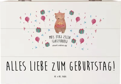 Produktbild von Mr. & Mrs. Panda Box Bär Torte 22 x 15 cm - Weiß - Geschenk, geschenkkiste, Geschenkbox, Schatulle, Kiste, Truhe