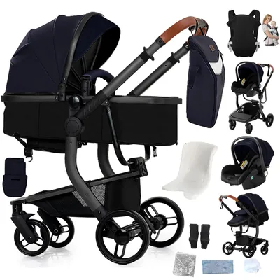 Obrázek produktu pro Kočárek 3 v 1 - cestovní systém X518-HG - autosedačka - otočný kočárek - skládací - odpružené terénní kola - nosnost 10 kg - modrá barva