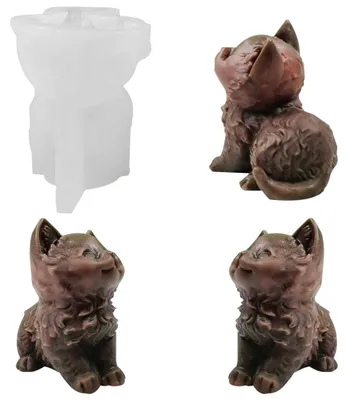 Produktbild von Silikonform für Katzen, Kerzenformen in Katzenform, Tier-Harzform, 3D-Epoxidharzform für Tiere, Silikonform für Katzen, Schokoladenfondant-Kuchendekoration, Harzbastelarbeiten
