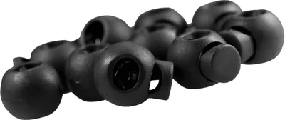 10 Kordelstopper rund 15x19mm, Durchzug 4x5,5mm, schwarz