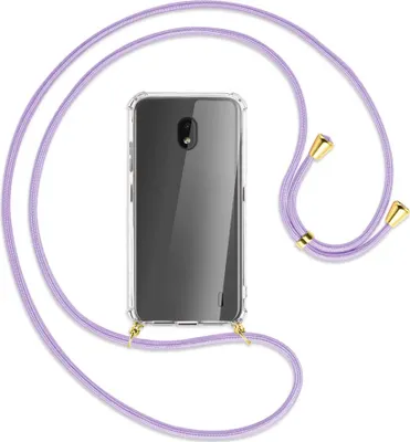Produktbild von Handykette Backcover-Schutzhülle mit Band (Metall goldfarben) für Nokia 2.2 - violett