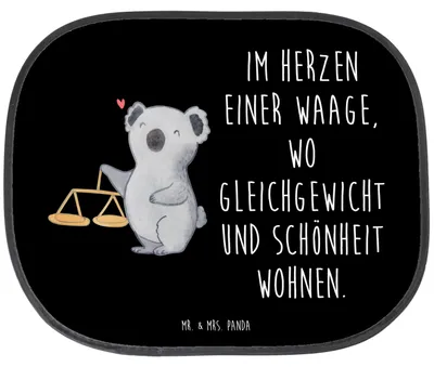 Produktbild von Mr. & Mrs. Panda Sonnenschutz Auto Waage Astrologie - Schwarz - Geschenk, Sonnenblende, für Autoscheiben, Tierkreiszeichen, Hitzeschutz, Sternzeichen, Geburtstagsgeschenk