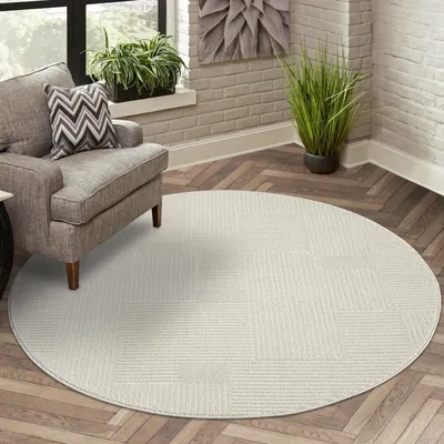 Productafbeelding van Laagpolig tapijt, beige, rond, 200 cm diameter