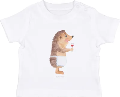 Produktbild von Mr. & Mrs. Panda Babyshirt Igel Wein 6. - 12. Monat - Weiß - Geschenk, Weißwein, Weinglas, Baby  Shirt, Kurzarmshirt, Baumwolle, Weinliebhaber, Lustige Sprüche, Spruch