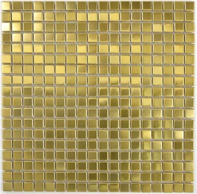 Produktbild von Mosaik Fliese Edelstahl gold Gold Stahl gebürstet Fliesenspiegel Küche MOS129-0707