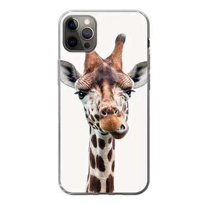 Produktbild von MuchoWow® Handyhülle Schutzhülle Hülle für iPhone 13 Pro Max Jungen - Giraffe - Tiere - Kopf - Porträt - Kind - Mädchen Silikon Softcase Handy Hülle - Mobiltelefon