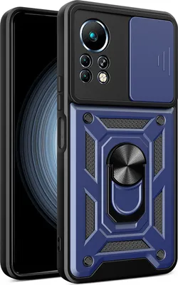 Produktbild von Hülle für Infinix Note 11 4G mit Ring Ständer Halter Dia Kameraschutz TPU PC Hybrid Handyhülle Blau
