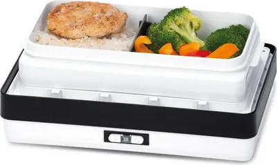 Produktbild von Cloer 800MBX Menü Box, elektrische Lunchbox 1,2 l mit Wasserdampf-Erwärmung, inkl. C8 Lunchbox, Tablett & Messbecher, akustische Fertigmeldung,