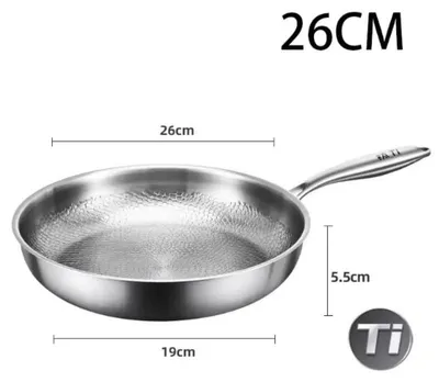 Zdjęcie produktu dla Patelnia z tytanu – średnica 26 cm – powłoka antyadhezyjna – bez powłoki nieprzywierającej – struktura przypominająca łuski ryb, tłoczona młotkiem
