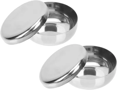 Obrázek produktu pro Sada 2 nerezových misek na rýži pro děti – 10 cm, s víkem, na polévku, salát, těstoviny
