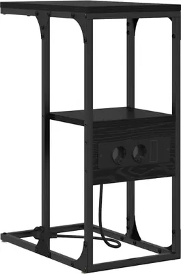 Image de Table de chevet vidaXL, aspect chêne noir, 41,5 x 26 x 60,5 cm