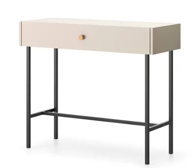 Image de AX LIVING Table avec tiroirs Dinley 93 cm Beige Mat sur pietement métal
