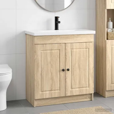Imagen del producto de Maison Exclusive - Juego de muebles de baño en roble Sonoma, 56 x 37,5 x 81 cm